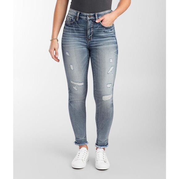 BUCKLE BLACK Women’s Light Wash Distressed Fit No. 75 Ankle Skinny Jeans Size 27 - Picture 1 of 8